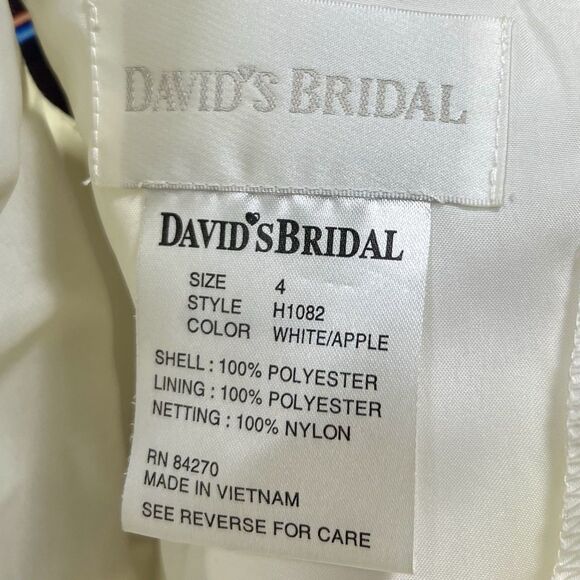 DAVIDS BRIDAL Ivory Satin Tulle Red Rose Detail Formal Dress Girls Size 4 - Picture 10 of 13